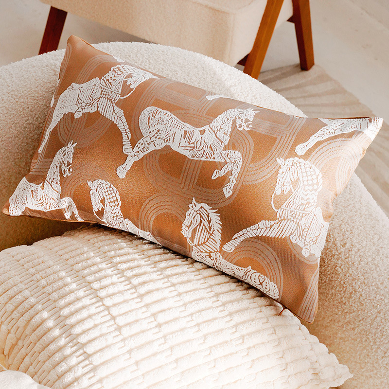 Funda de almohada cuadrada larga de 30x50cm de caballo de guerra real marrón con leche