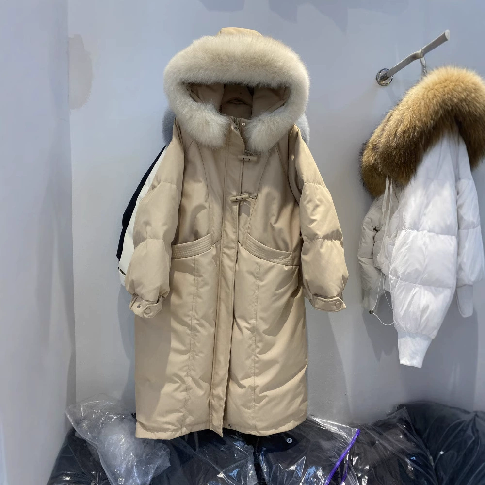 Куртка-пуховик, тренч, mid-length, oversize, увеличенная толщина, макси длина
