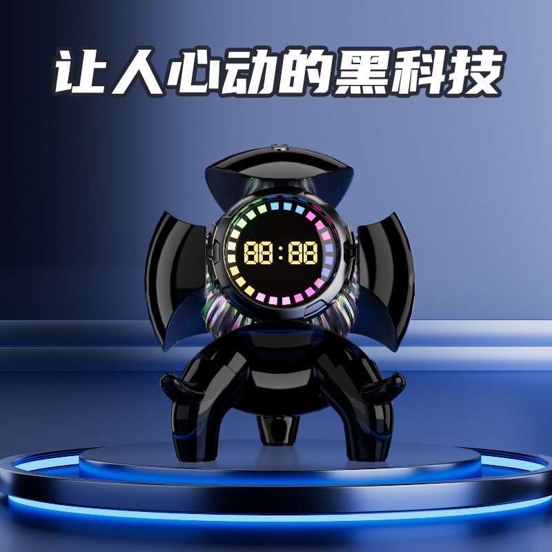 机甲小怪兽智能蓝牙音响时钟闹钟插TF卡FM收音接电脑音响创意礼品|undefined