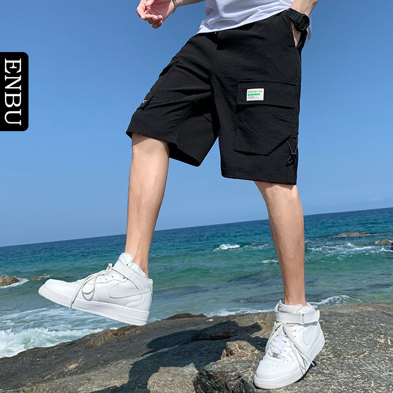 Men's Summer Casual Versatile Cargo Shorts with Large Pockets, American Style Trendy Brand Five-Point Beach Shorts Men's Summer Casual Versatile Cargo Shorts with Large Pockets, American Style Trendy Brand Five-Point Beach Shorts