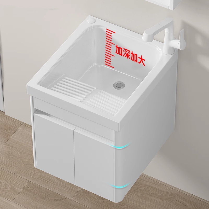 lavabo del balcón lavabo doméstico de tamaño pequeño estrecho integrado lavabo armario combinado lavabo al aire libre con tabla de fricción