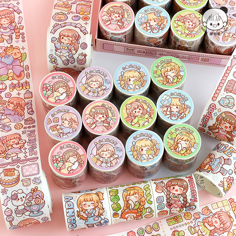 Tie-dye Tape Little Snacks Series 2m Handbag Tape Tape Box and Cute Girl Handbag Tape