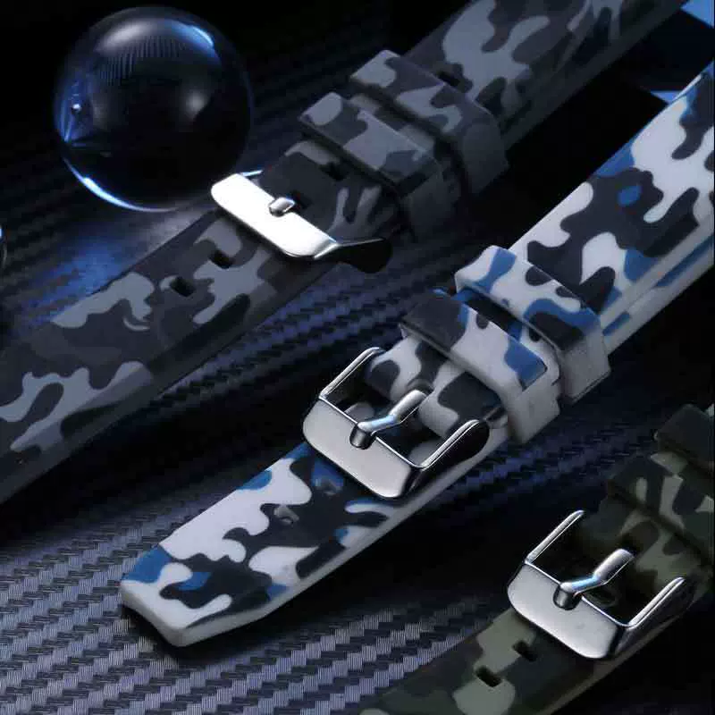 厂家批发适用苹果手表带迷彩硅胶平口20mm22mm表带
