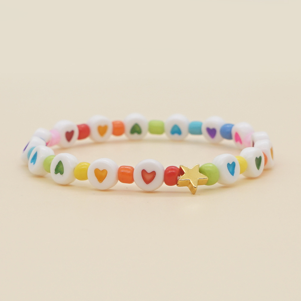 Nihaojewelry Wholesale Accessories Bohemian Rainbow Peach Heart Glass Beads Bracelet display picture 4