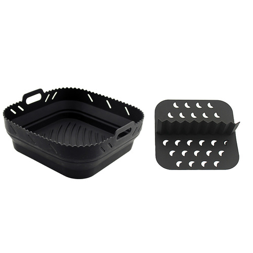 Air Fryer Silicone Baking Tray Rectangle 10.4L/5.2L Set, Square 8.5-inch with Divided Pads
