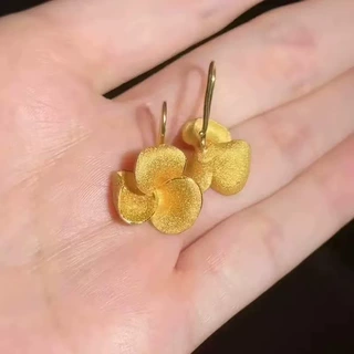明杰  金色可爱鸡蛋花耳环女简约通勤百搭小清新轻奢高级感博主同