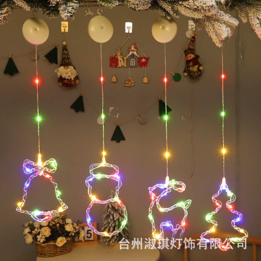 Nuevas luces de cortina con ventosa, luces de cadena para ventana, dormitorio, fiesta, Navidad, decoración navideña, luces de ambiente con forma de estrella