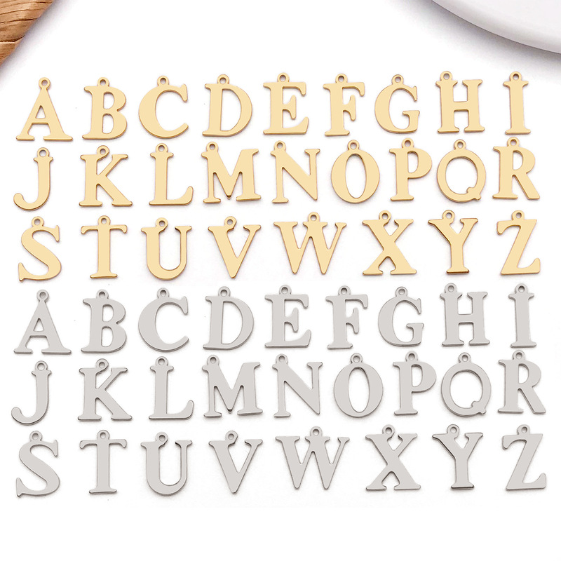 Stainless Steel 26 Uppercase English Letters A-Z Pendant Creative DIY Jewelry Accessories Bracelet Necklace Decoration Stainless Steel 26 Uppercase English Letters A-Z Pendant Creative DIY Jewelry Accessories Bracelet Necklace Decoration