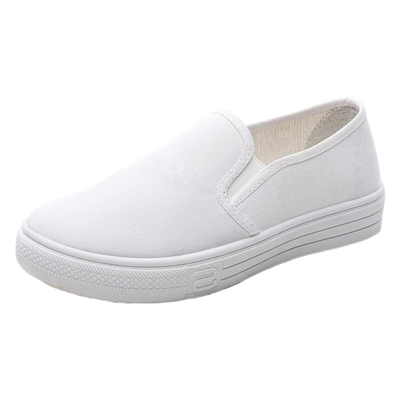 Spring and Autumn slip-on canvas white shoes women's breathable non-slip thick-soled lazy shoes for students old Beijing cloth shoes women's autumn