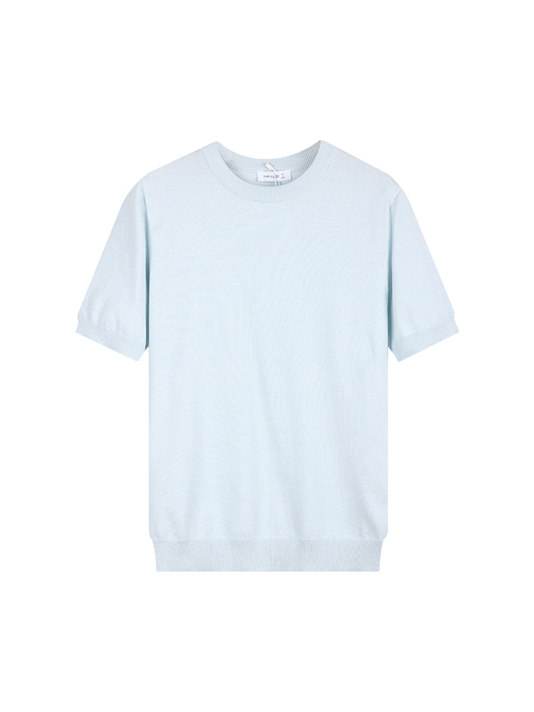 Camiseta de gama alta, suéter de manga corta, lujo ligero, sentido de alta gama 2025 nueva camiseta casual de todo fósforo, top de media manga para hombres y hombres