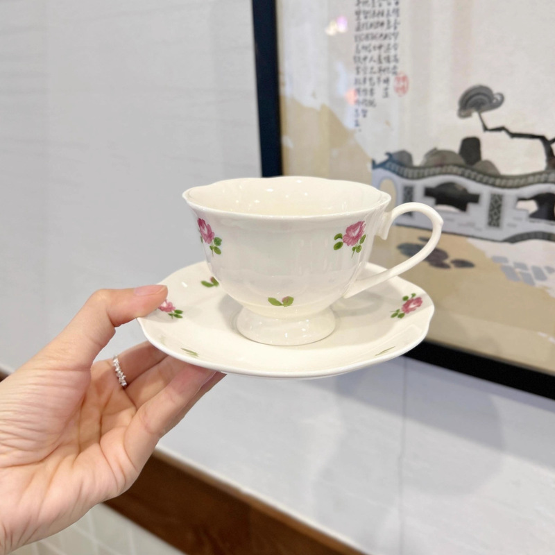 法式复古蓝色碎花陶瓷咖啡杯碟拿铁拉花杯下午茶杯子ins小众礼物|undefined