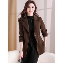 秋冬新款夹棉加厚毛呢大衣短款小个子韩版西装外套女