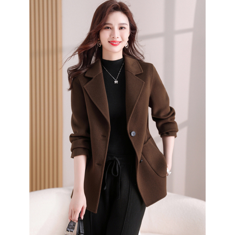 秋冬新款夹棉加厚毛呢大衣短款小个子韩版西装外套女