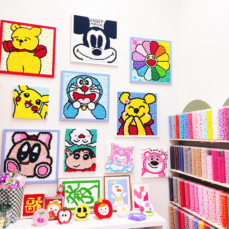 Wholesale fur ball painting children's fur ball painting DIY handmade creative paste painting making material bag kindergarten toys