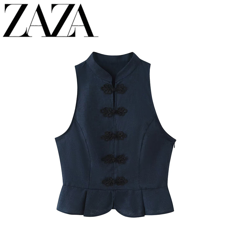 ZAZA hecho en casa estilo europeo y americano al por mayor ropa de mujer de moda de hilo de lino nudos de falda corta blusa 7756826