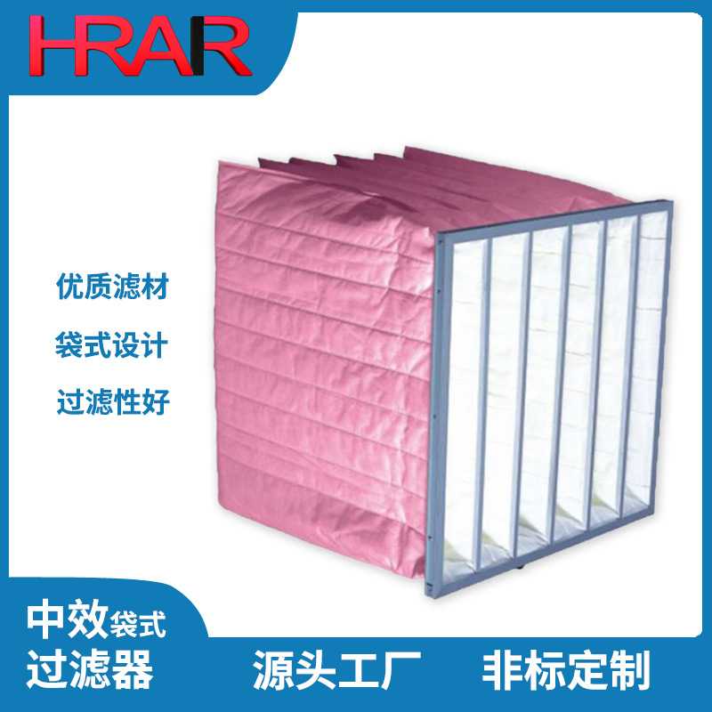 中效过滤器空气净化除尘过滤网无纺布镀锌铝合金框F8袋式过滤器