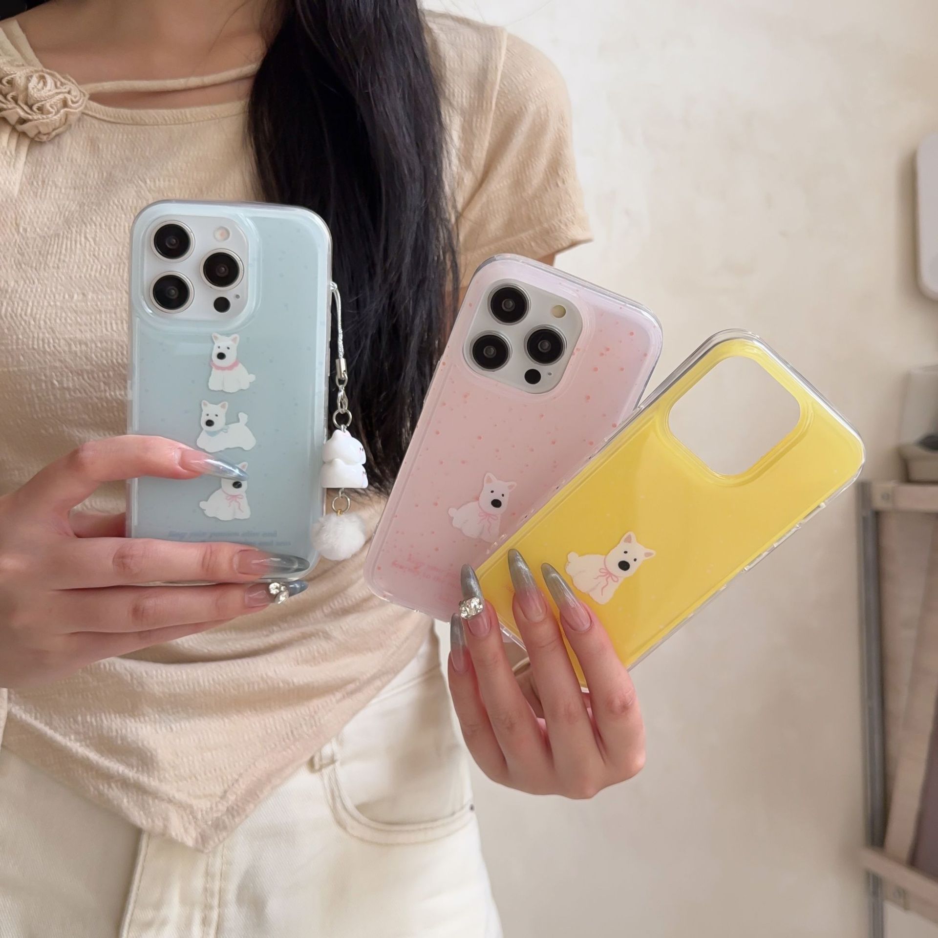 El nicho simple y simple salpicadura de tinta West Highland para iPhone15/16 funda para teléfono móvil 14PM nuevo 16PM13 pareja 15Pro