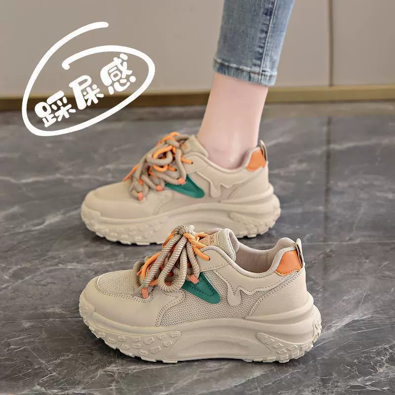 Новые женские туфли с эффектом "походки по калу", новые весенне-летние кроссовки на толстой подошве 2025 года, спортивная обувь малого размера, дышащая сетка