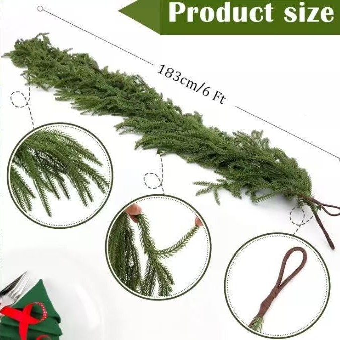 クロスボーダークリスマス籐ノーフォーク松籐ガーランドヨーロピアンスタイルソフトプラスチック松葉とヒノキの装飾ホットスタイル|undefined