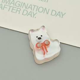 西高地可爱卡通小狗两眼树脂纽扣 童装连衣裙配件diy奶油胶手机壳