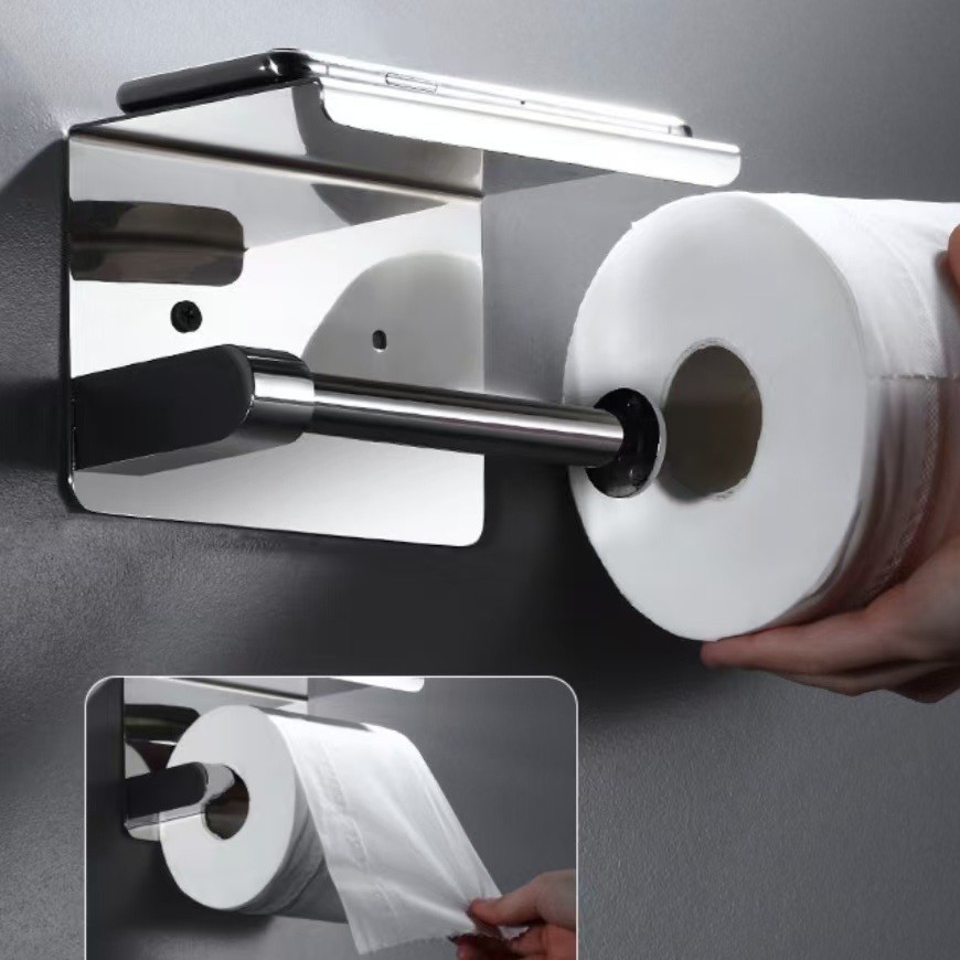 Acero inoxidable dorado pared de papel higiénico estante de papel higiénico hardware inodoro estante de papel de papel negro