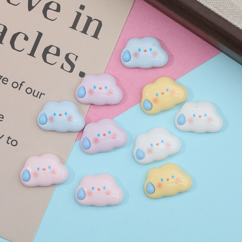 Dibujos animados colorido silencioso nube resina accesorios DIY brillante expresión horquilla teléfono caso llavero material hecho a mano