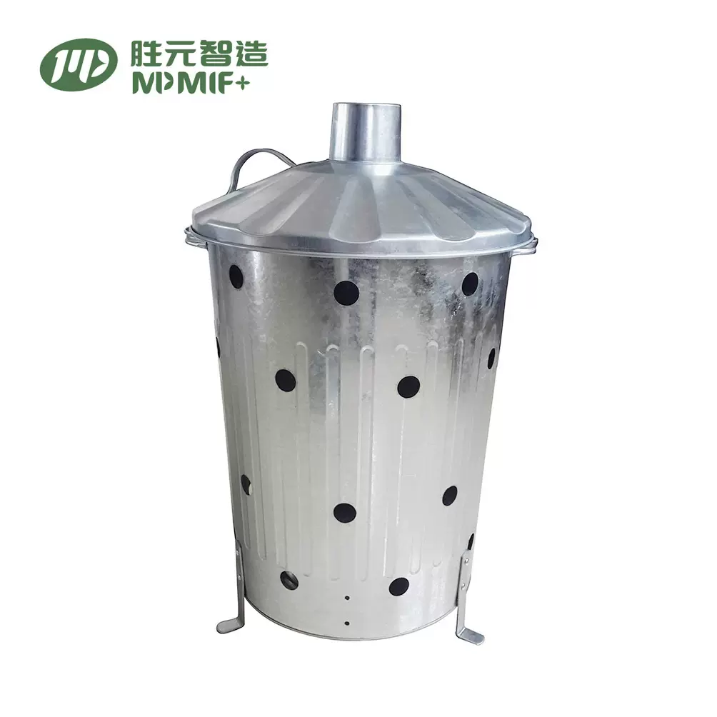 户外圆形带盖大号树叶焚烧桶 75L镀锌铁皮垃圾焚烧炉 树叶焚烧炉