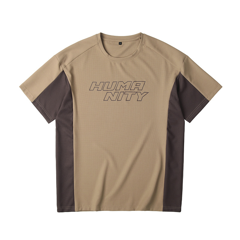 Men's Summer New Product Ice Feeling Quick Drying Short sleeved T-shirt Simple and Loose Spliced Contrast Color Top_voghion.com