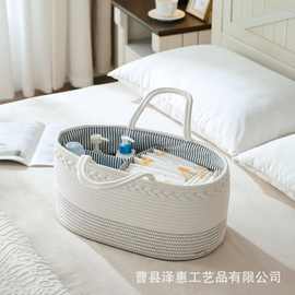棉绳编织婴儿篮尿布桌收纳袋便携式妈妈手提包汽车收纳袋编织篮