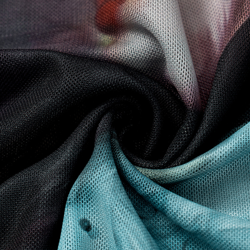 Girl Print Design Transparent Long Sleeves Cropped Top Long Skirt Women Suit