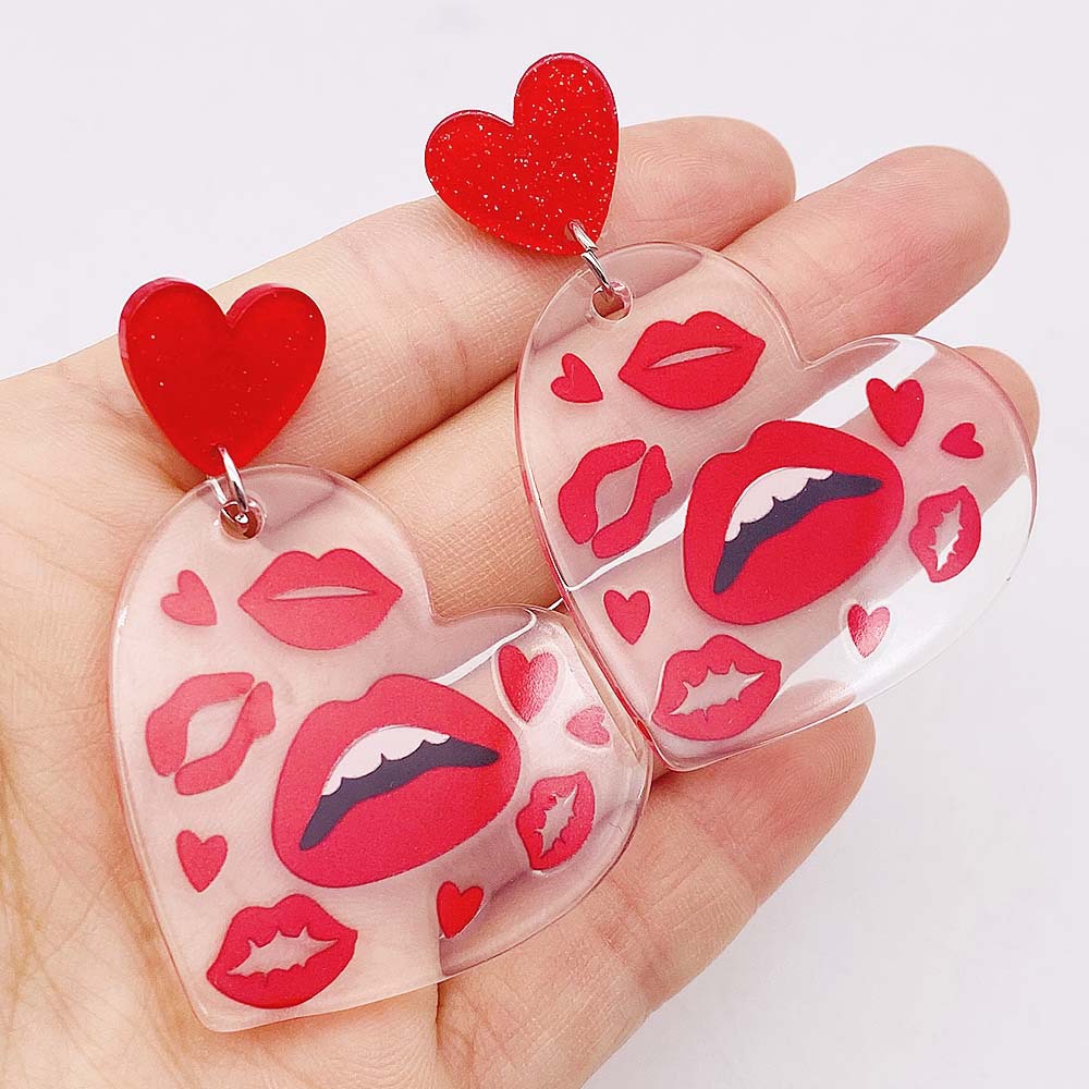 12g Weight Drop Earrings Classification 1 Pair Casual Lips Heart Shape Arylic Drop Earrings