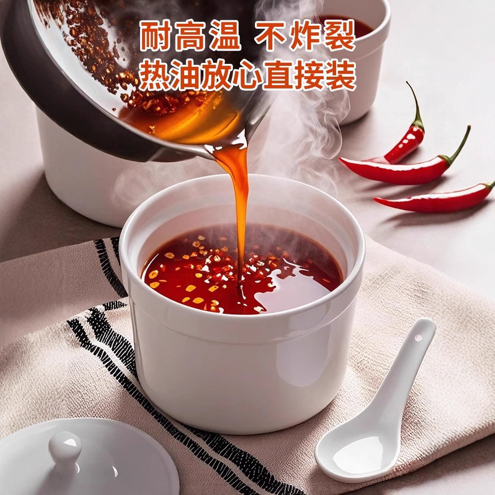 Casa de alta temperatura condimento de cerámica para la lata especial de aceite de cocina de cocina a prueba de humedad doméstica con cucharas de sal de glutamato monosódico caja de condimentos