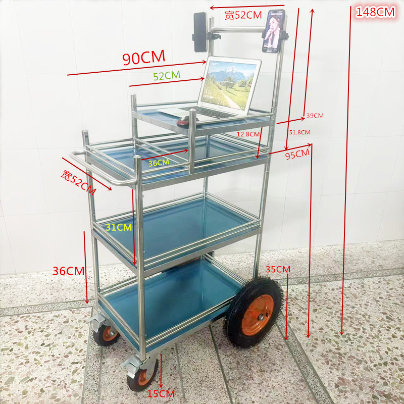 不锈钢广场直播车促销展示架便携移动试小吃摆摊小推车地摊车桌子