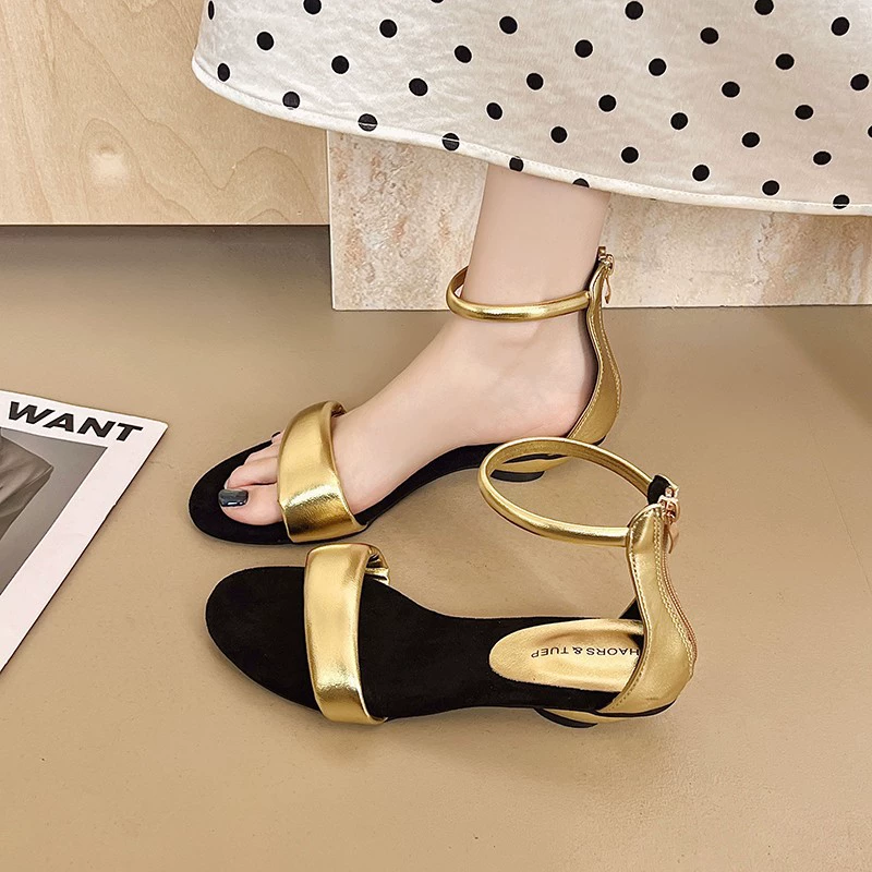 Женские босоножки в стиле французского ретро, лето 2025, новые минималистичные босоножки на низком толстом каблуке с открытым носком и одной ремешком