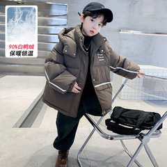 童裝男童羽絨服冬裝2024新款兒童冬季內膽加厚外套中大童男孩