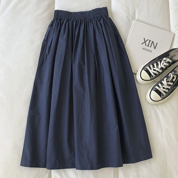 Cotton khaki autumn skirt