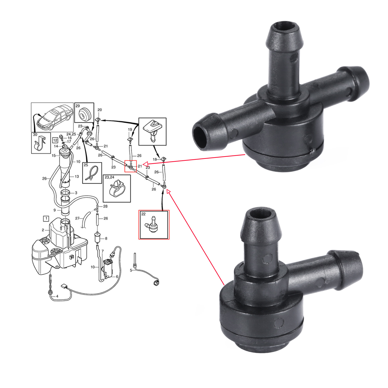适用沃尔沃S80V70C70汽车挡风玻璃清洗器止回阀31391513 9178897-阿里巴巴