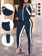 E 73297 Zipper Off Shoulder Sweatshirt Set ¶���l�����b
