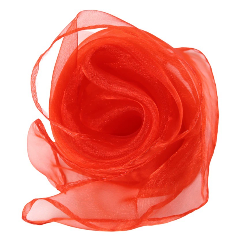 Однотонный шелковый шарф Женский парусный танец Маленький квадратный шарф Квадратный танцевальный шарф Детский смотровой танцевальный шелковый шарф Детский пылезащитный шарф