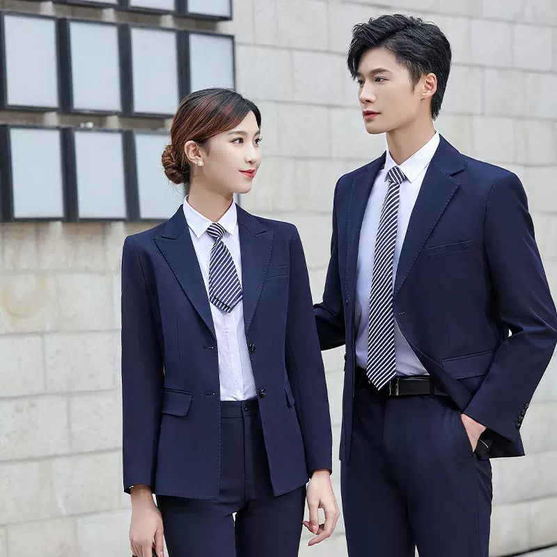 男女同款商务西装职业女裤套装工作服黑色西服面试销售4S通勤工装