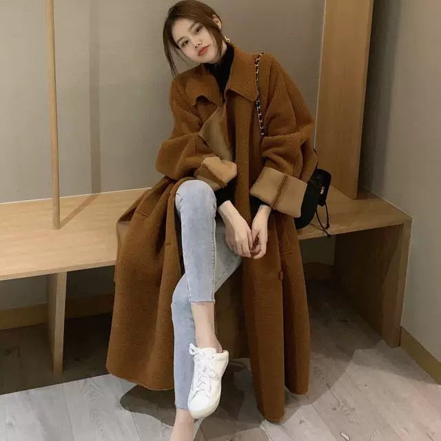 Long winter jacket, retro coat, mid-length, Korean style