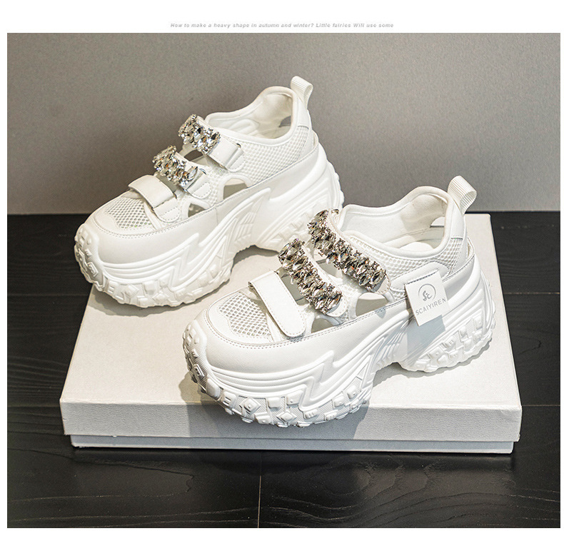Giày sneaker nữ đế dày lưới rỗng đính đá thoáng khí thời trang đa năng — M2598 màu trắng, M2598 màu xám chi tiết 15