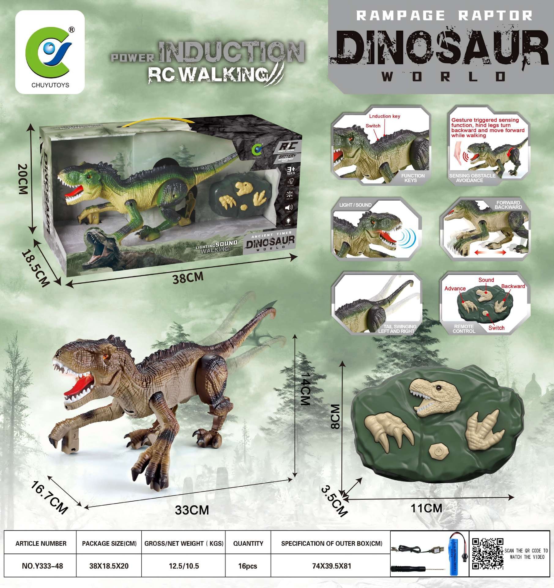Y333-48-Dinosaurio de control remoto con carga