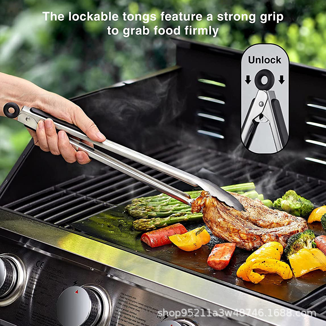 Exportación Amazon Acero inoxidable barbacoa herramientas traje camping barbacoa tenedor pala clip cadena cepillo accesorios utensilios de barbacoa