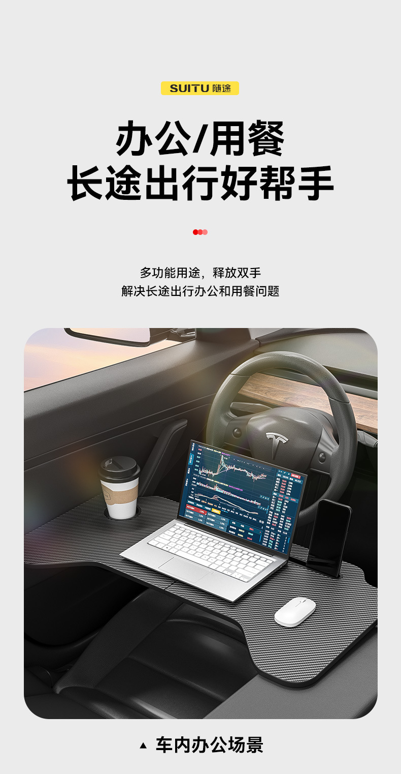 Car-Mounted Small Table Board for Tesla Model 3/Y, Foldable Dining Table, Computer Desk, Foldable for Eating in the Car