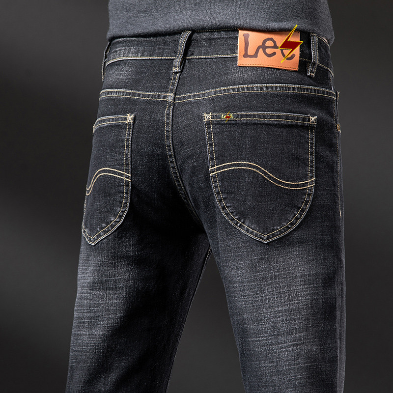 Men's High-end Quality Black and Grey Jeans Men's 2021 Autumn and Winter New Fashionable Stretch Slim-fit Skinny Pants Men
