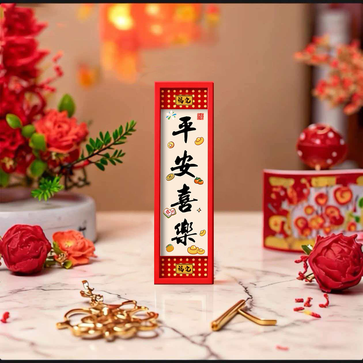 2026年馬年 クリエイティブな五福神冷蔵庫マグネット 漫画風フォトフレーム 裏面に「福」の文字入り 祝福の意味を持つ磁気ステッカー