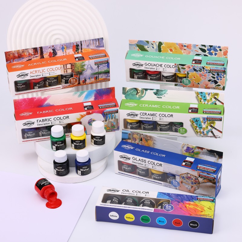 6色25毫升水粉颜料套装水彩丙烯纺织玻璃油画diy彩绘画颜料新品
