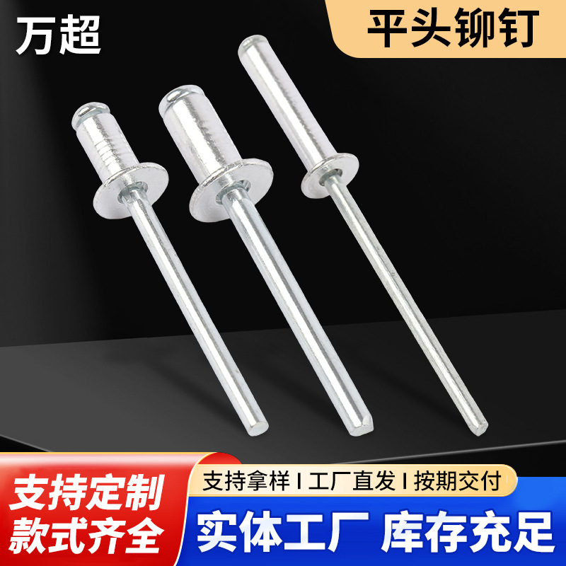 定制平头铆钉3.2/4/5mm装潢钉镀锌铆钉汽车制造批发抽芯空心拉钉
