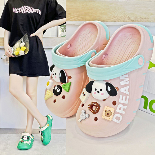 Couple's hole shoes small dog outer new non-slip ins trendy thick-soled nurse beach toe sandals women's summer slippers